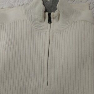 EXPRESS 100% COTTON CREAM LONG SLEEVE ZIP UP RIBBED SWEATER MEN SIZE XL